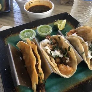 Shrimp tacos // birria taco