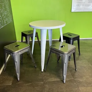 One of the tables where you can dine in