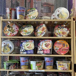 a display of ramen and noodles