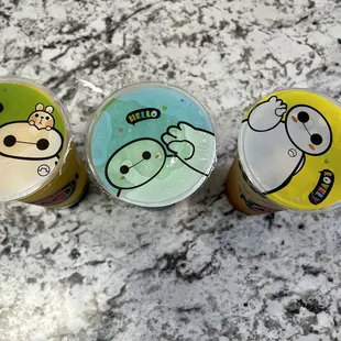 three different flavors of boba boba