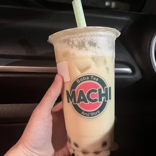Pineapple milk jasmine tea with boba