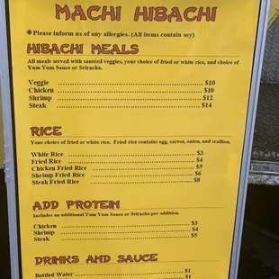 a menu for a restaurant