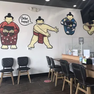 a variety of characters on the wall