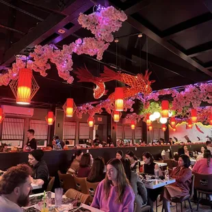 interior, sushi and sashimi