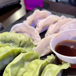 FRESH steamed Pork Gyoza ($5) Vegetable Gyoza ($5). Wow.