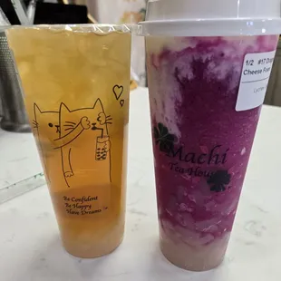 Lychee Green Tea (apparently it comes with Lychee Jelly &amp; 1 Lychee) &amp; Dragn Fruit Cheese Foam