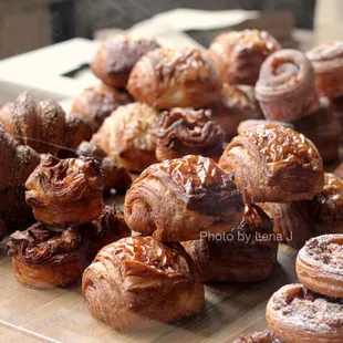 Croissants on display