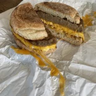 Sausage egg and cheddar