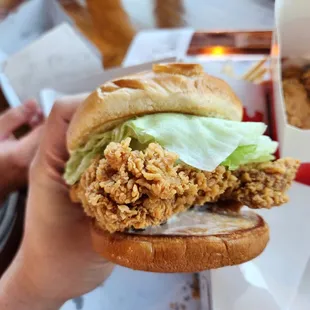 Spicy fried chicken sandwich