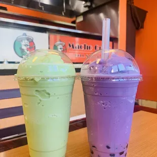 Avocado &amp; taro with boba smoothies