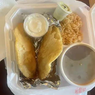 Puffy taco platter.  (stuffed tacos!). Yummy.