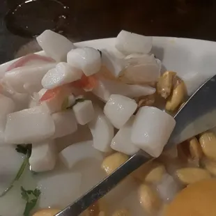 The octopus I asked them NOT to include in my entree. This photo was after the SECOND TIME of asking for no octopus.