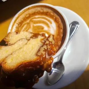 Coffee cake and cappuccino