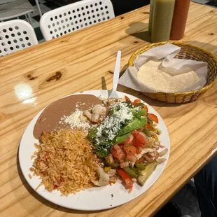 Fajitas and corn tortillas