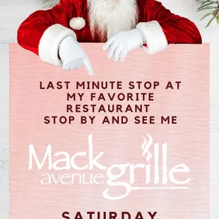 Santa visiting Mack grille