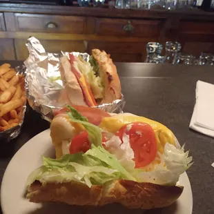 a hot dog and french fries