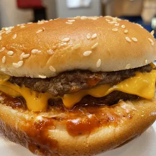 a cheeseburger on a bun