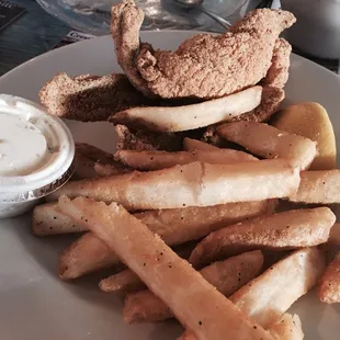2 Piece catfish plate (includes sides and fries and tartar sauce)