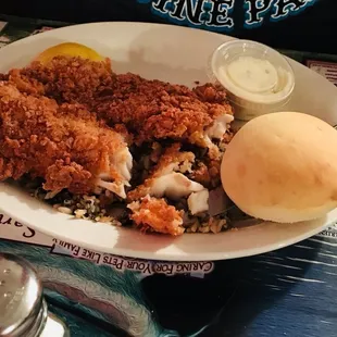 Fried walleye over wild rice. So good!!!
