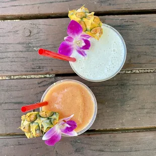 a pineapple and a pineapple smoothie