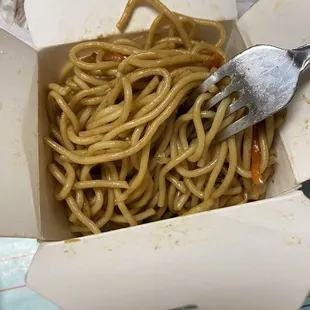 Cold shrimpless lo mein):