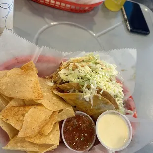 a taco and chips