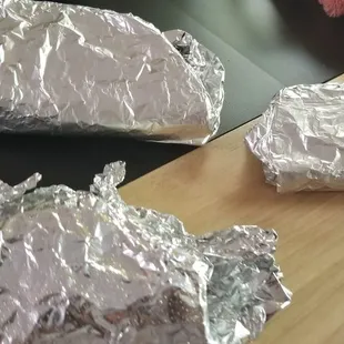 Heres the other 3 tacos to go. The  chicken is in them. The sides are missing...unbelievable