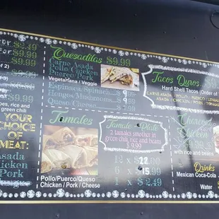 menu and prices