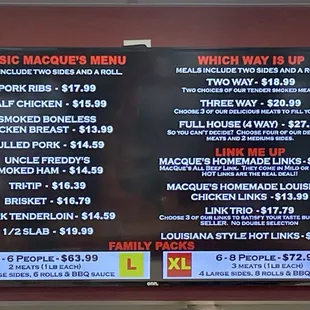 Classic Macques menu