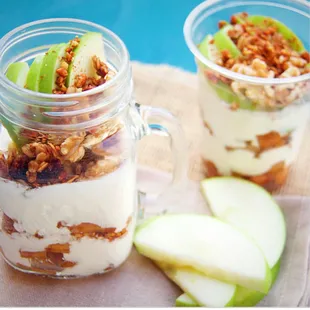 Apple pie parfait with Greek yogurt and granola