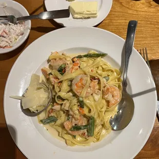 Shrimp and Lobster and Shrimp Fettuccine Dinner