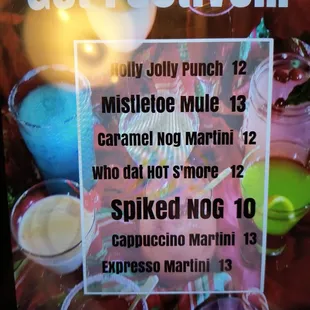 Festive holiday drink menu.b