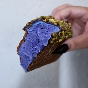 Ube Pistachio Ice Cream Taco
