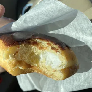 Chocolate Long John with cream!