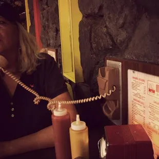 a woman talking on the phone