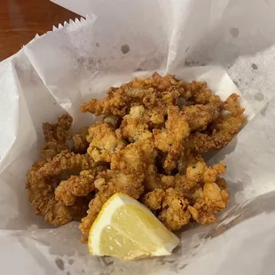 Fried clam strips totally on point.