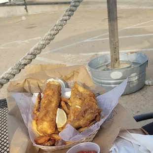 Halibut on theleft &amp; walleye on the right!