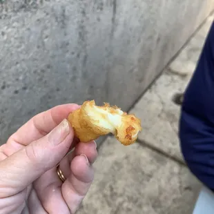 I had to show the yummy hot meaty cheese in this curd!!