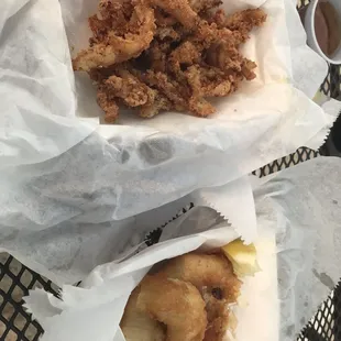 Clams walleye filet.