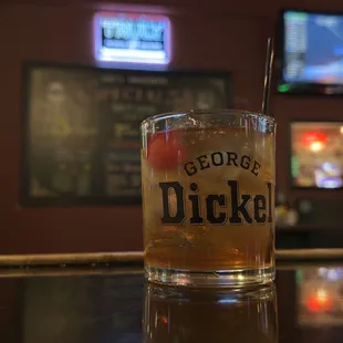 a drink in a glass