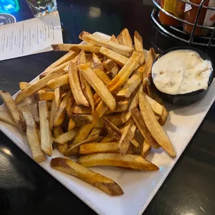 a plate of french fries