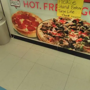March 2020..stand behind the taped line at the cash register