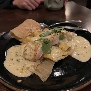 Fresh Corn Tamale with Shrimp