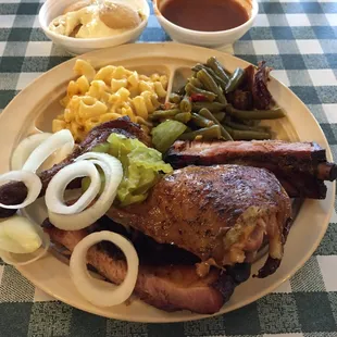 Chicken and ribs, two meat plate
