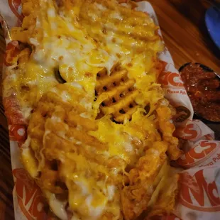 Waffle fries with cheese