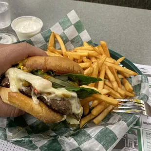 Make your burger with fries
