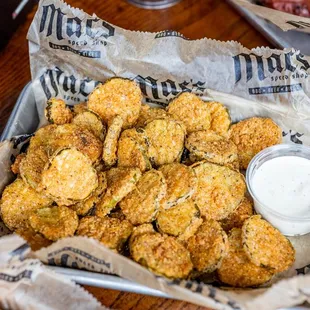 a tray of fried food