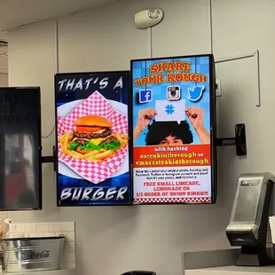 Menu boards.