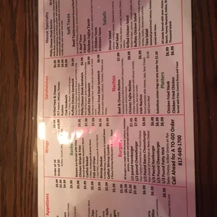 menu