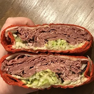 two halves of a sandwich